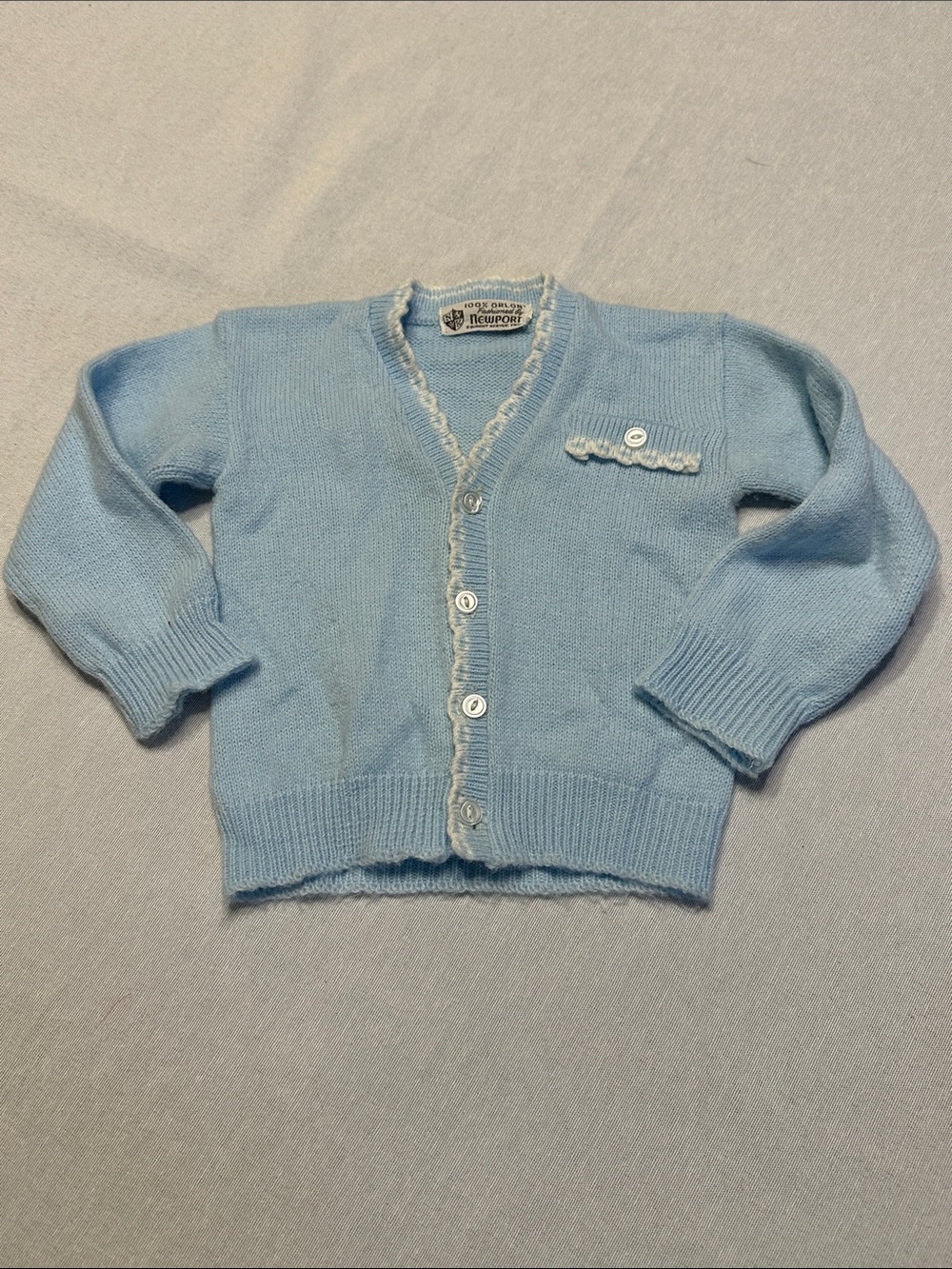Newport Vintage Baby Pale Blue Knit Sweater Cardigan